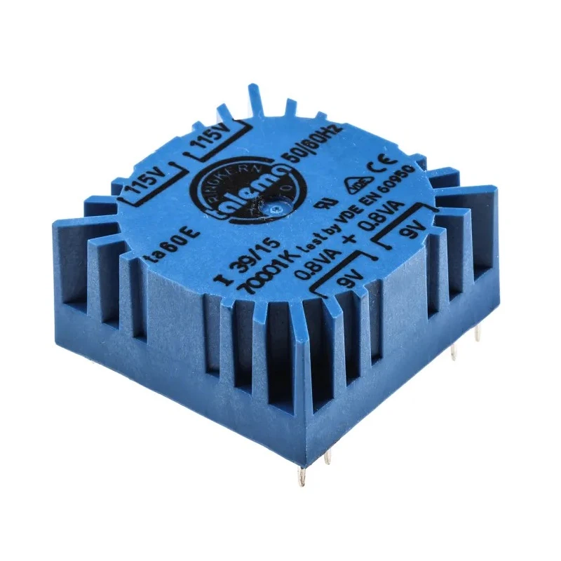Nuvotem Talema Toroidal Transformer 230 V ac 2 x 9 V ac 1.6 VA Dual Primary Winding PCB Mount 70001K