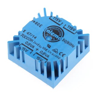Nuvotem Talema 230 V ac 2 x 15 V ac Toroidal Transformer 2 Output 1.6 VA 70003K