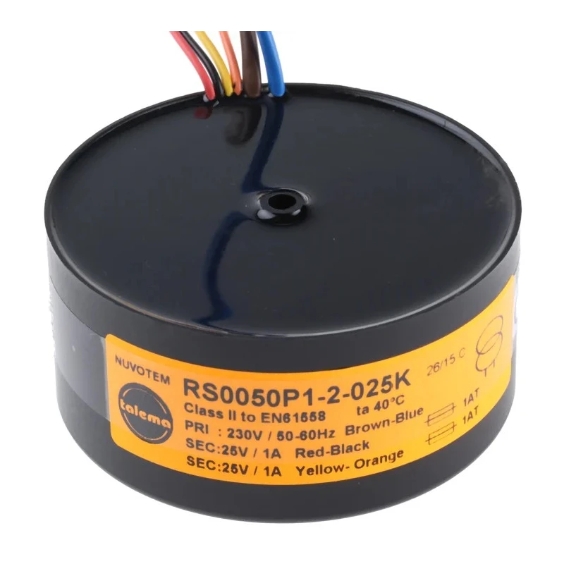 Nuvotem Talema 230 V ac Toroidal Transformer 2 x 25 V ac 2 Output 50 VA 0050P1-2-025K
