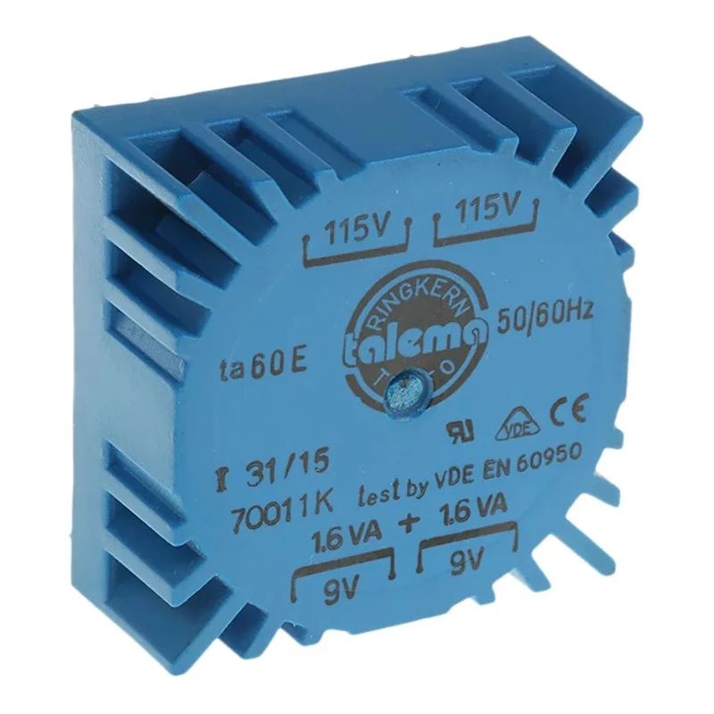Nuvotem Talema 230 V ac Dual Primary PCB Mount Toroidal Transformer 2 x 9 V ac 178mA 3.2 VA 70011K