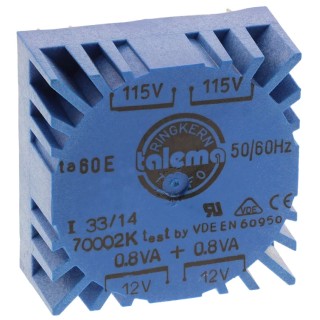 Nuvotem Talema Toroidal Transformer 230 V AC Primary, 2 x 12 V AC Secondary, 2 Outputs, 1.6 VA, IEC, UL 70002K