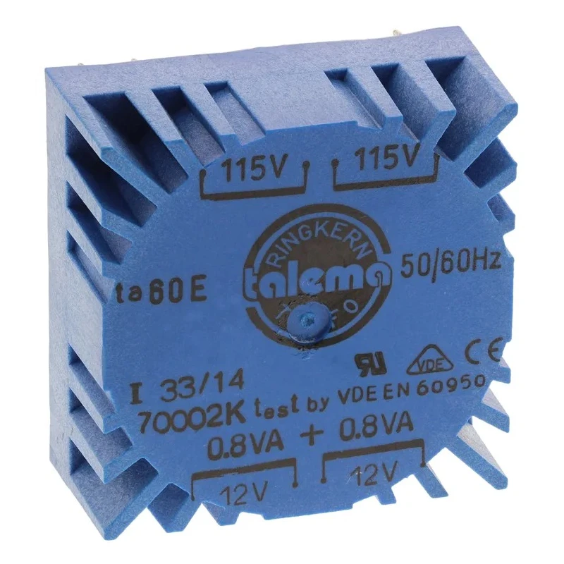 Nuvotem Talema Toroidal Transformer 230 V AC Primary, 2 x 12 V AC Secondary, 2 Outputs, 1.6 VA, IEC, UL 70002K
