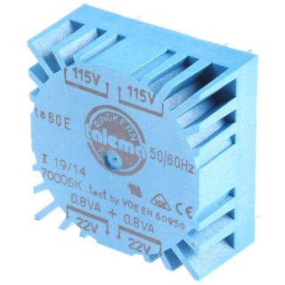 Nuvotem Talema 230 V ac 2 x 22 V ac Toroidal Transformer 2 Output 1.6 VA 50-60 Hz PCB Mount 70005K