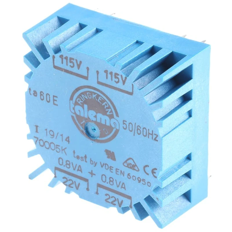 Nuvotem Talema 230 V ac 2 x 22 V ac Toroidal Transformer 2 Output 1.6 VA 50-60 Hz PCB Mount 70005K