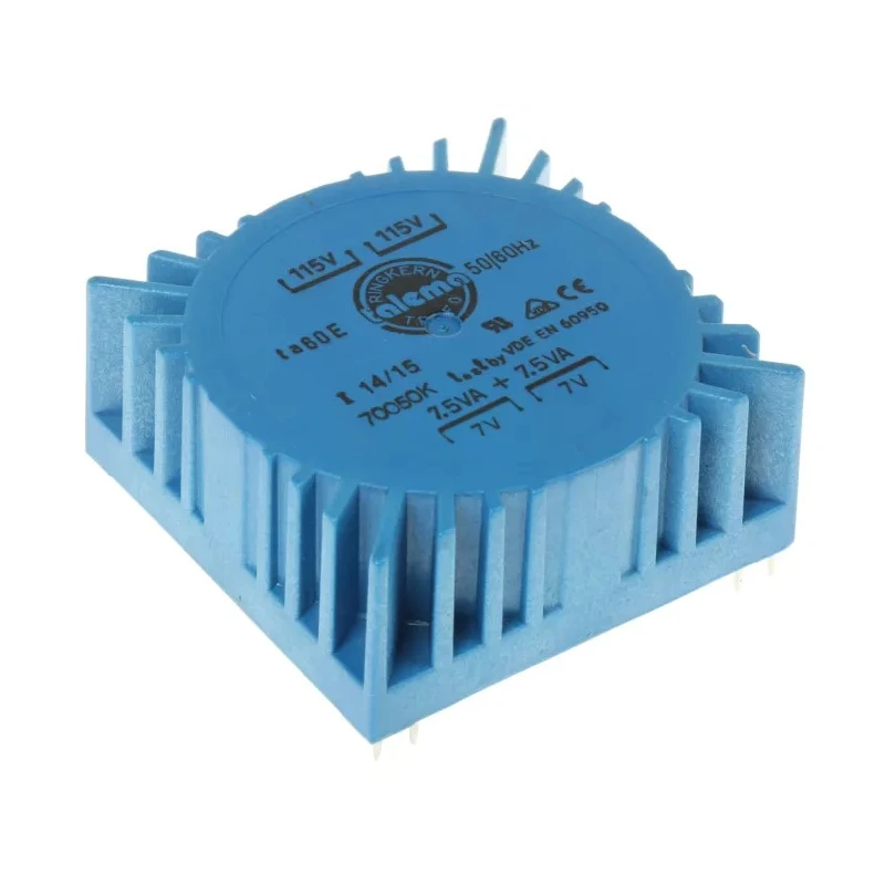 Nuvotem Talema Toroidal Transformer 230 V ac 2 x 7 V ac 15 VA Dual Primary PCB Mount 70050K