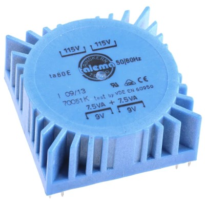 Nuvotem Talema PCB Mount Toroidal Transformer 230 V AC Primary, 2 x 9 V AC Secondary, 15 VA Power, Model 70051K