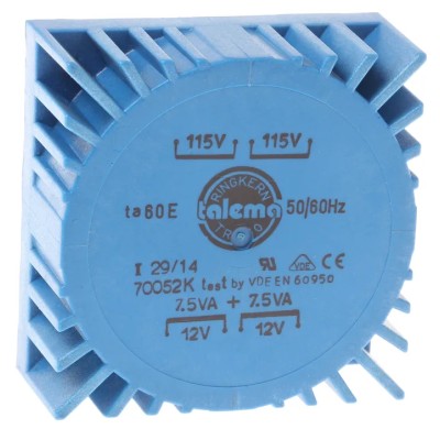 Nuvotem Talema 230 V AC 2 x 12 V AC Toroidal Transformer 2 Output 15 VA 70052K
