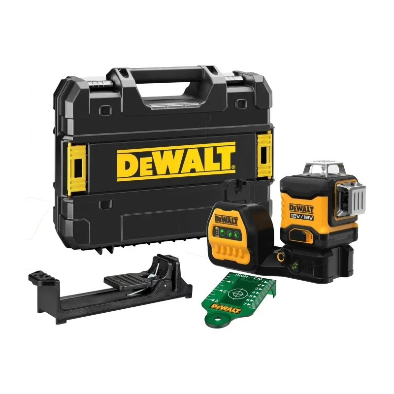 DeWALT 12/18V Battery Powered 3x 360° Green Laser Level Self-Levelling Indoor Precision Tool DCE089NG18-XJ
