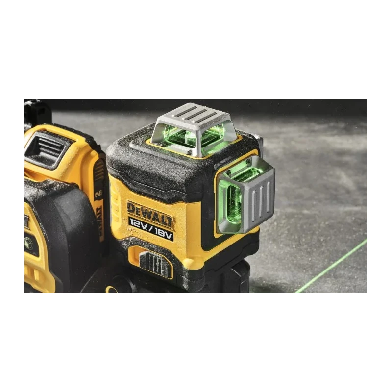 DeWALT 12/18V Battery Powered 3x 360° Green Laser Level Self-Levelling Indoor Precision Tool DCE089NG18-XJ
