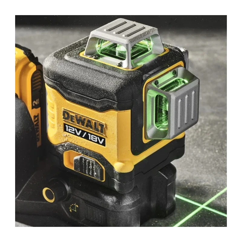 DeWALT 12/18V Battery Powered 3x 360° Green Laser Level Self-Levelling Indoor Precision Tool DCE089NG18-XJ
