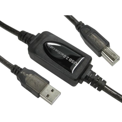 NewLink IC Socket USB Cable Male USB Type A to Male USB B, USB 2.0, 20 m, Black USB2-PREXT20M