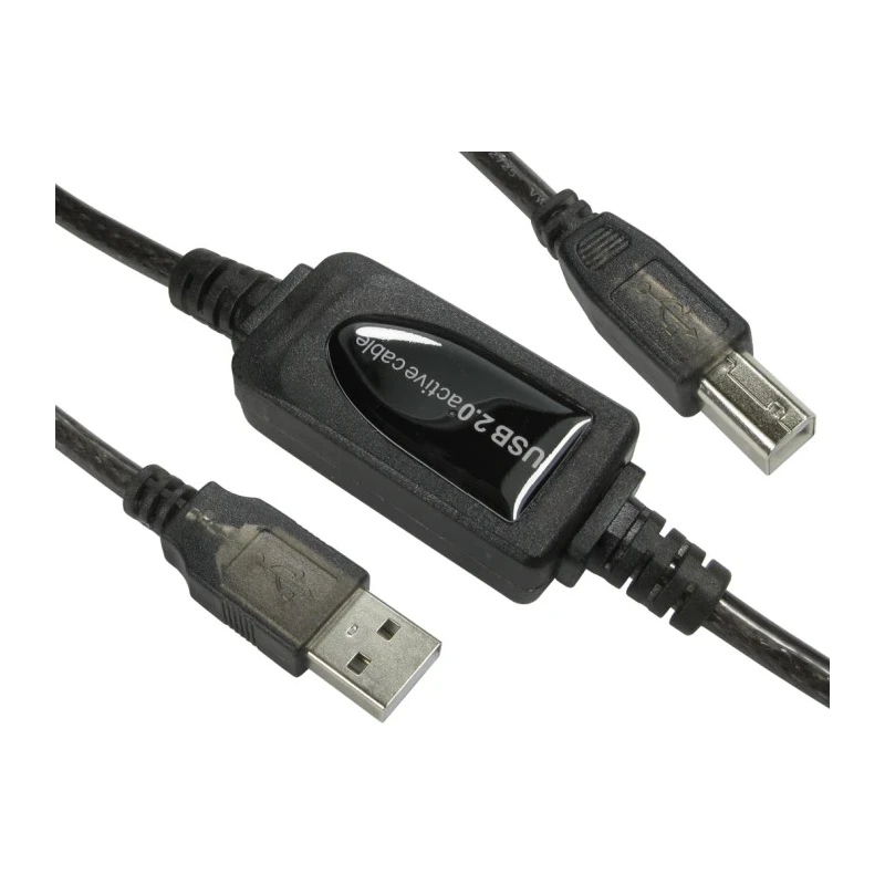 NewLink IC Socket USB Cable Male USB Type A to Male USB B, USB 2.0, 20 m, Black USB2-PREXT20M