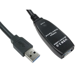 NewLink IC Socket USB Cable Female USB Type A to Female USB Type A, USB 3.0, Black, 5 m USB3-EXT-5MTR