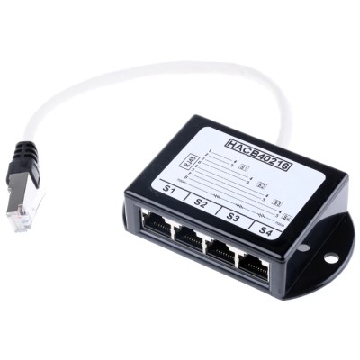 Decelect SPE Series 4 Port RJ45 FTP Network Splitter with Straight Wiring 26mm x 55mm x 62mm RJ45 