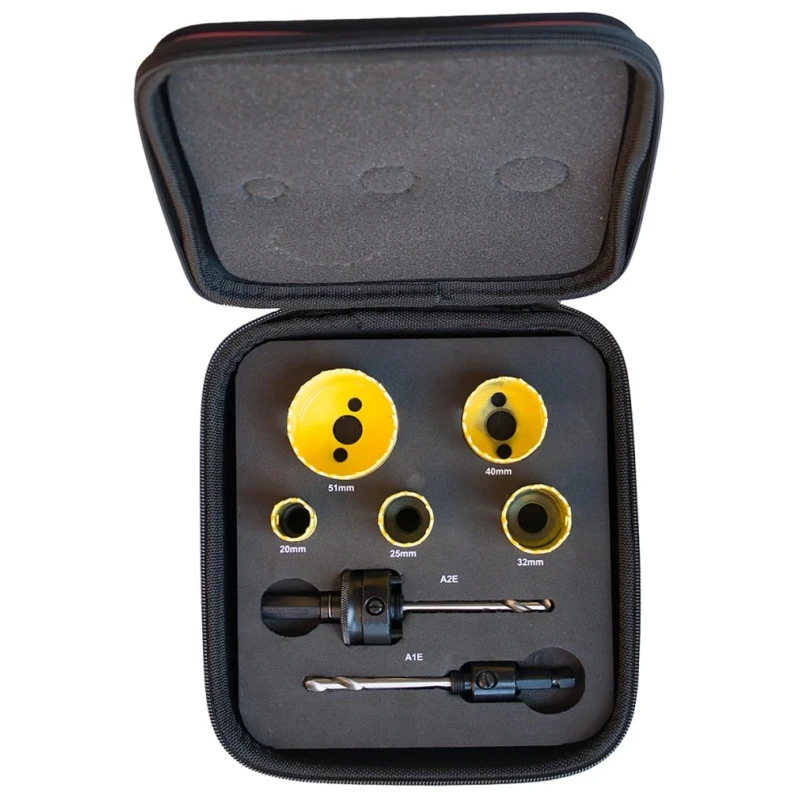 Starrett 7 Piece Deep Cut Bi-Metal Hole-Saw Kit Diameter 20-51 mm with Arbor KDC05021