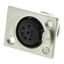 Neutrik Panel XLR Connector, Straight Orientation, 6 Contacts, Female, Silver over Nickel Plating, Zinc Housing NC6FP-1