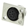 Neutrik Panel XLR Connector, Straight Orientation, 6 Contacts, Female, Silver over Nickel Plating, Zinc Housing NC6FP-1