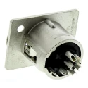 Neutrik Panel XLR Connector, Straight Orientation, 6 Contacts, Female, Silver over Nickel Plating, Zinc Housing NC6FP-1
