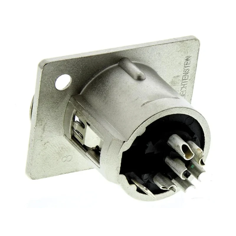 Neutrik Panel XLR Connector, Straight Orientation, 6 Contacts, Female, Silver over Nickel Plating, Zinc Housing NC6FP-1