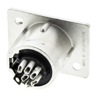 Neutrik Panel XLR Connector, Straight Orientation, 50V, 5A Current, Female, 7 Contacts, Silver over Nickel Plating NC7FP-1