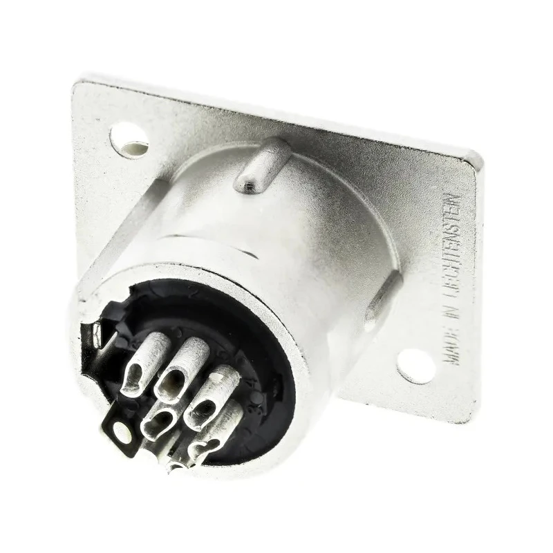 Neutrik Panel XLR Connector, Straight Orientation, 50V, 5A Current, Female, 7 Contacts, Silver over Nickel Plating NC7FP-1