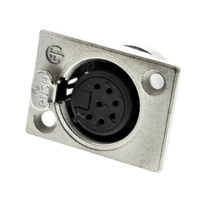Neutrik Panel XLR Connector, Straight Orientation, 50V, 5A Current, Female, 7 Contacts, Silver over Nickel Plating NC7FP-1
