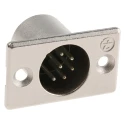 Neutrik Panel XLR Connector, Straight, 50V, 7.5A Current, Male, 6 Contacts, Silver over Nickel Plating NC6MP