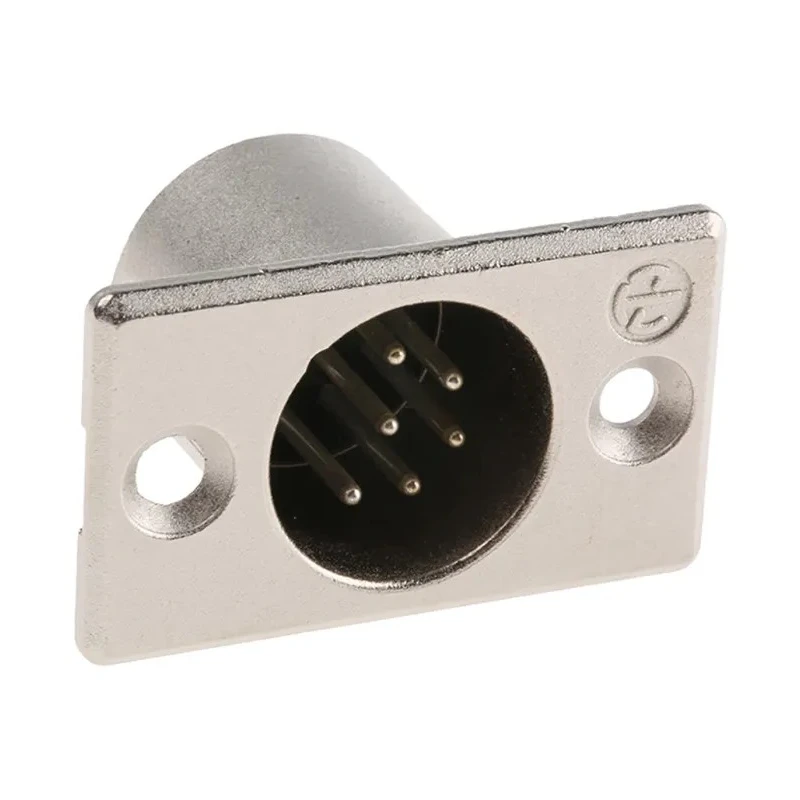 Neutrik Panel XLR Connector, Straight, 50V, 7.5A Current, Male, 6 Contacts, Silver over Nickel Plating NC6MP