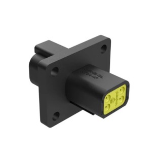 Amphenol Industrial AT Connecting Cable Male Black Panel Mount 4 Way Crimp Termination 13A AT04-4P-CL06
