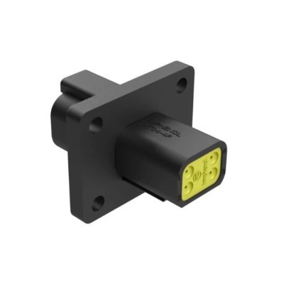 Amphenol Industrial AT Connecting Cable Male Black Panel Mount 4 Way Crimp Termination 13A AT04-4P-CL06