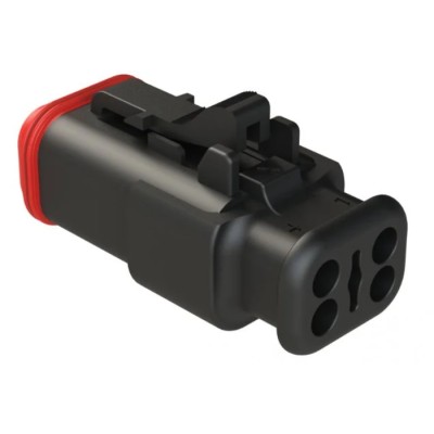 Amphenol Industrial AT Connecting Cable Female Black Cable 4 Way Crimp Termination AT06-4S-SR02BLK