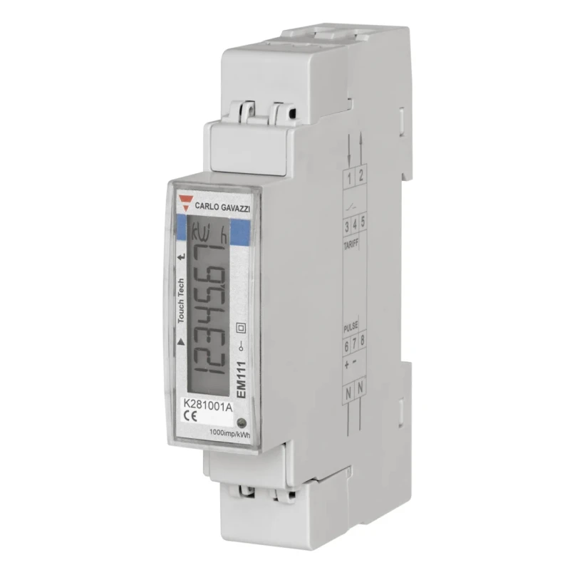 Carlo Gavazzi Single Phase LCD Energy Meter EM111DINAV51XS1X with ±0.5% Accuracy, 7-Digit Display, Pulse Output, 1 Phase