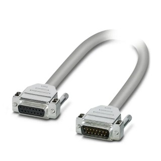 Phoenix Contact Serial Cable Female D-Sub 15-Pin to Male D-Sub Pin Strip 1 m Semi-Rigid Polyvinyl Chloride 2302065