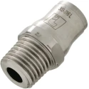 Legris 3800 Series Pneumatic Fitting Male Threaded-to-Tube Connection 1/4 in R, Push-In 12 mm Stainless Steel 3805 12 13