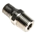 Legris Pneumatic Fitting 3800 Series Male 1/4 in R Threaded-to-Tube Push In 6 mm Stainless Steel 110°C 20 bar 3805 06 13
