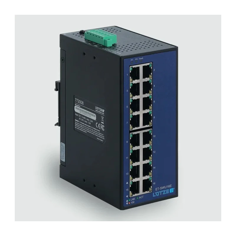 F Lutze Ltd Ethernet Switch Unmanaged 16 Port 10/100 Mbps Rack Mount 66x152x107mm 772008