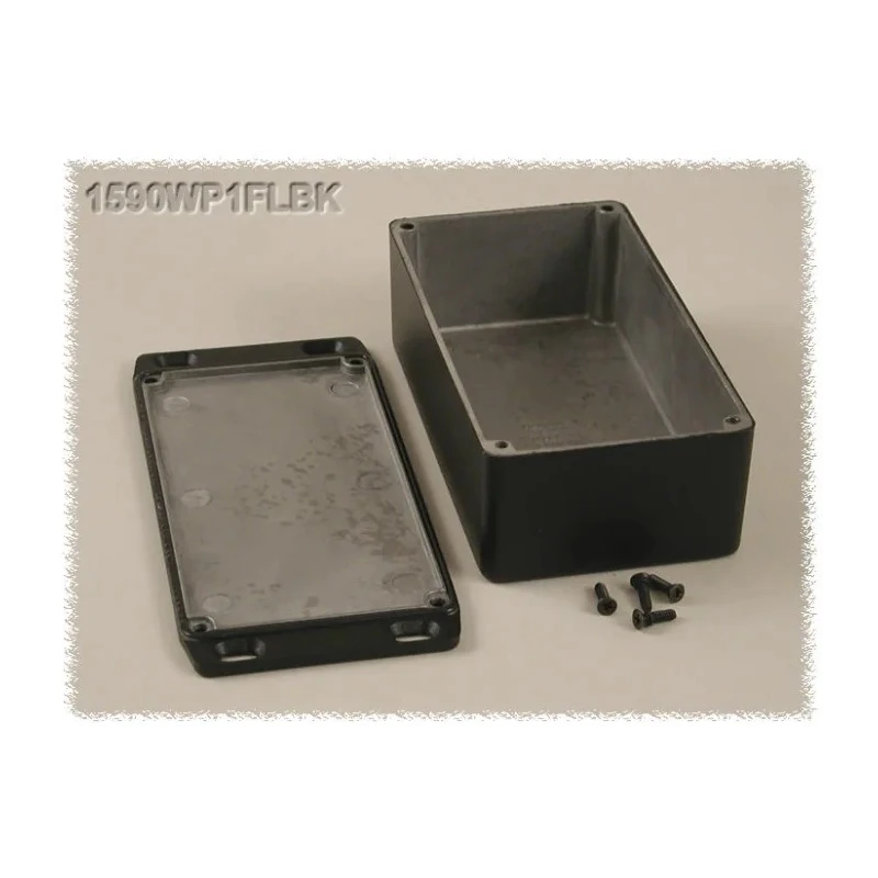 Hammond Flanged 1590 Series Black Black Lid Die Cast Aluminium Enclosure IP65 80 mm x 183 mm x 53 mm 1590WP1FLBK