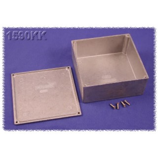 Hammond 1590 Series Die Cast Aluminium Enclosure Black Body Natural Lid IP54 57mm x 125mm x 125mm 1590KK