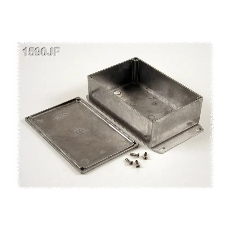 Hammond Flanged 1590 Series Black Die Cast Aluminium Enclosure with Natural Lid IP54 49 mm x 145 mm x 95 mm 1590JF