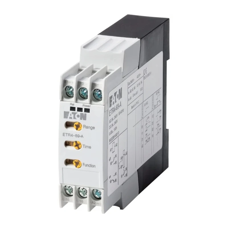 Eaton ETR4 Series DIN Rail Timer Relay Multifunction, 1-Contact, 240 V dc, 24V ac, 240 V ac, 0.05s to 100 h ETR4