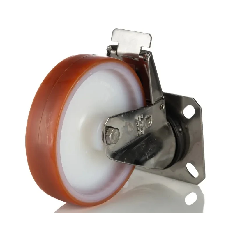 LAG Braked Swivel Castor 150 kg Load Capacity 125 mm Polyurethane Wheel Stainless Steel Frame 21131 FR
