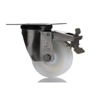 LAG Braked Swivel Castor 150 kg Capacity 80 mm Wheel Diameter Stainless Steel Frame Polyamide Wheel 17127 FR