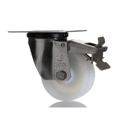 LAG Braked Swivel Castor 150 kg Capacity 80 mm Wheel Diameter Stainless Steel Frame Polyamide Wheel 17127 FR