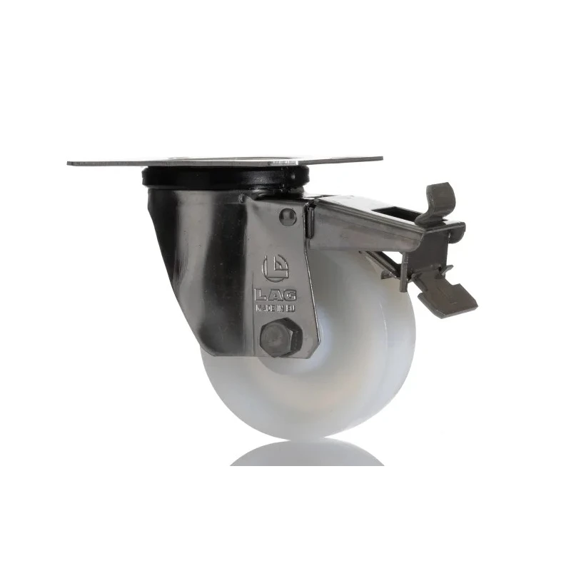 LAG Braked Swivel Castor 150 kg Capacity 80 mm Wheel Diameter Stainless Steel Frame Polyamide Wheel 17127 FR