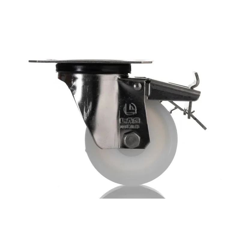 LAG Braked Swivel Castor 150 kg Capacity 80 mm Wheel Diameter Stainless Steel Frame Polyamide Wheel 17127 FR