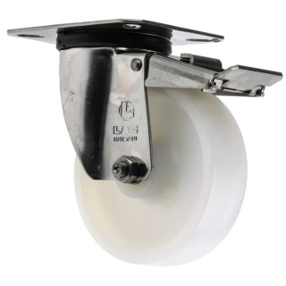 LAG Braked Swivel Castor Stainless Steel Frame 150 kg Load Capacity 100 mm Polyamide Wheel 17130 FR