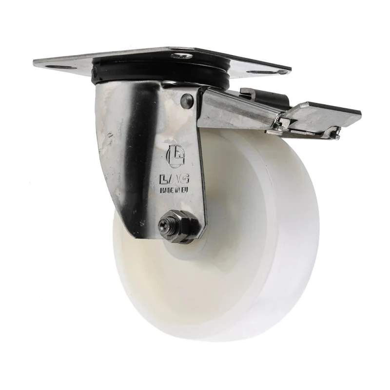 LAG Braked Swivel Castor Stainless Steel Frame 150 kg Load Capacity 100 mm Polyamide Wheel 17130 FR