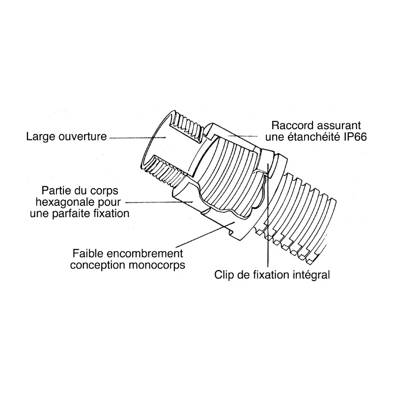 Adaptaflex Black Conduit Fitting, 21 mm Nominal Size, M20 Thread, Polyamide 66, IP69K/IP66/IP68/IP67 Rated ASF21/M20/A