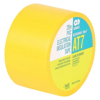 Advance Tapes Yellow Polyvinyl Chloride Electrical Insulation Tape 38mm x 20m, Breakdown Voltage 8000V AT7