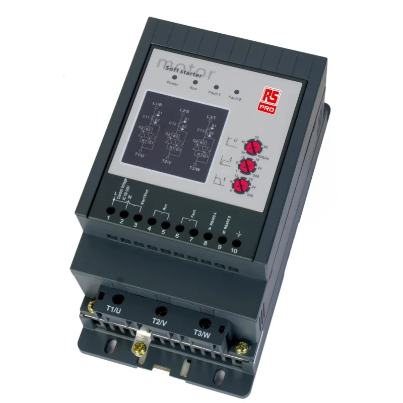 RS PRO 3 Phase Soft Starter 5.5 kW Power Rating Screw DIN Rail Mount IP42 Protection IP42